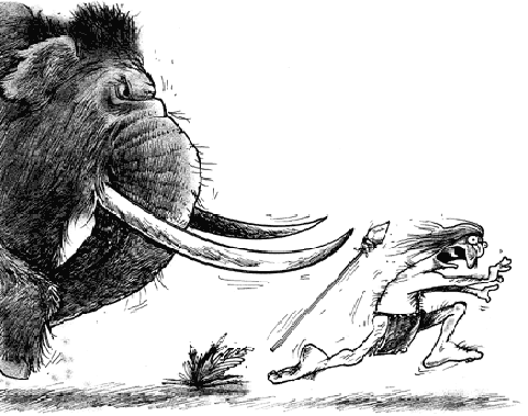 wooly chases caveman