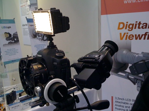 Electronic viewfinder tapping into a Canon DSLR 5D HDMI output.